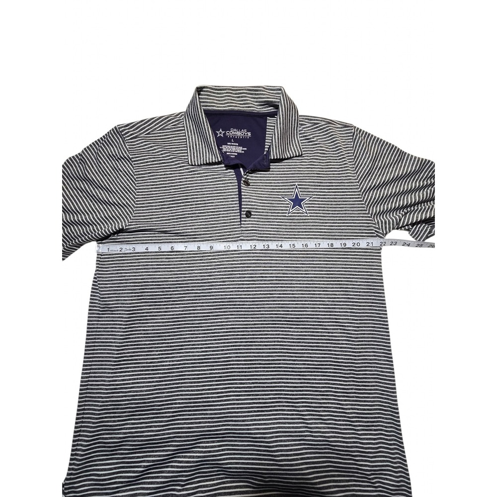 Dallas Cowboys Authentic Mens Large Navy White Striped Performance Polo Shirt - Picture 3 of 6
